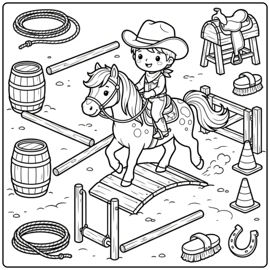 Obstakels op deze kleurplaat paard met ruiter moeilijk.