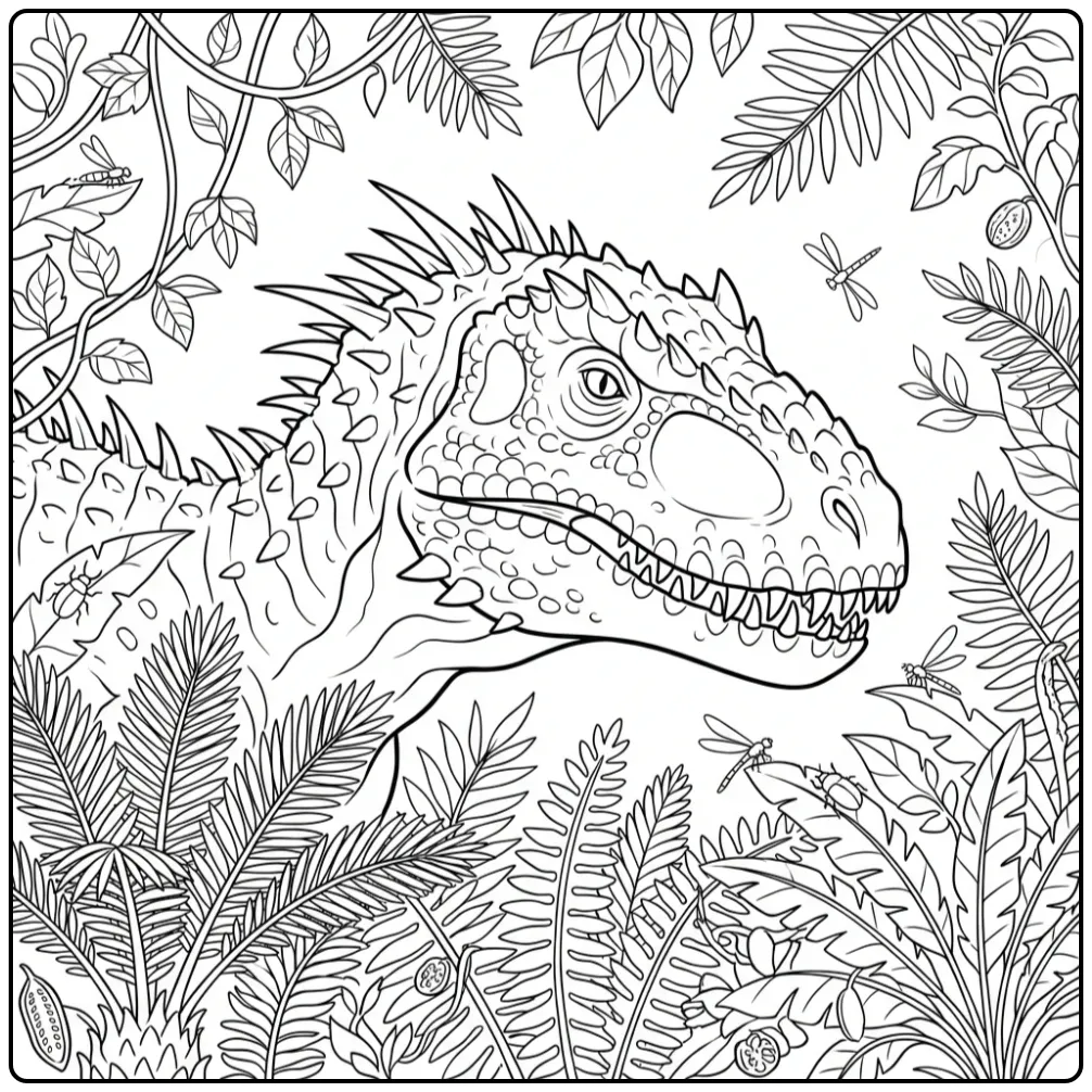 Gedetailleerde scorpius rex kleurplaat met scherpe stekels.