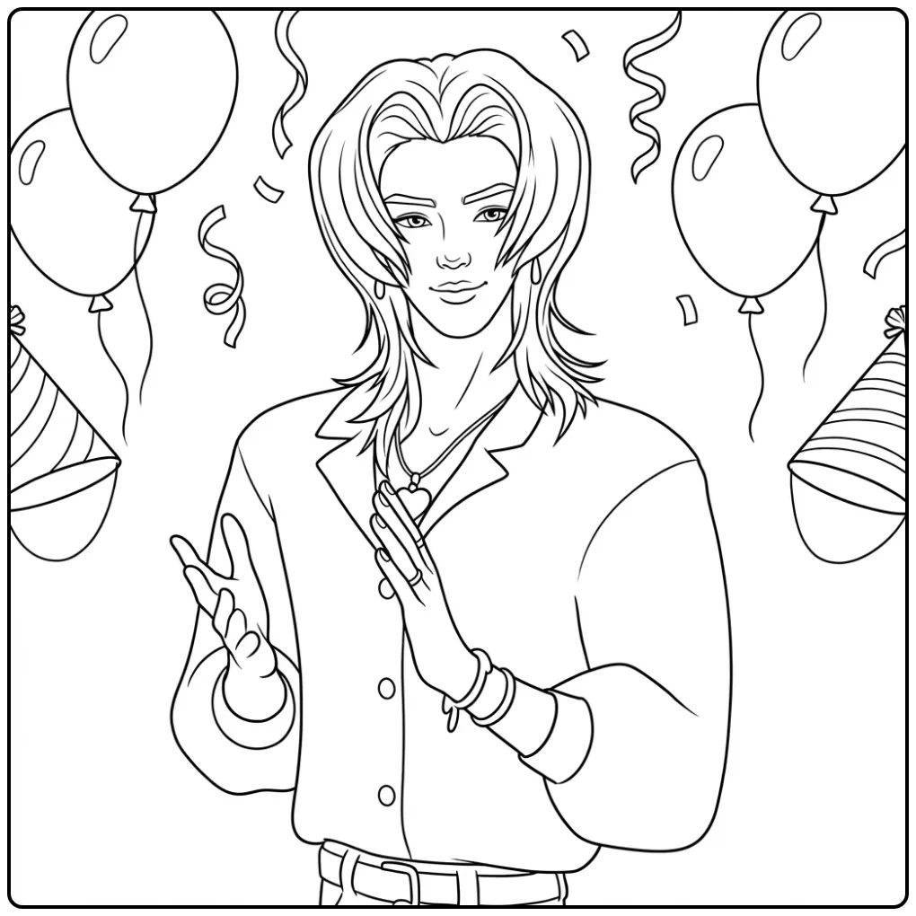 Kleurplaat kpop demon hunters Romance met vierende man.