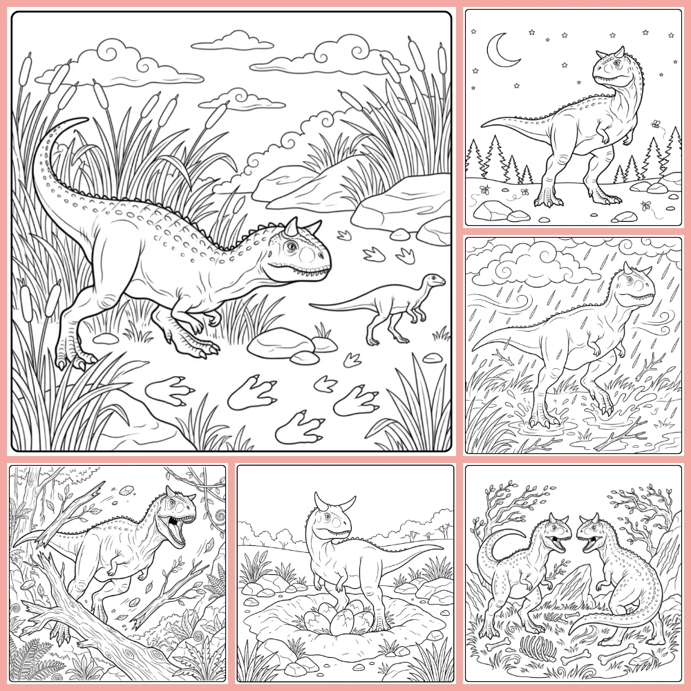A collage of different coloring page designs.