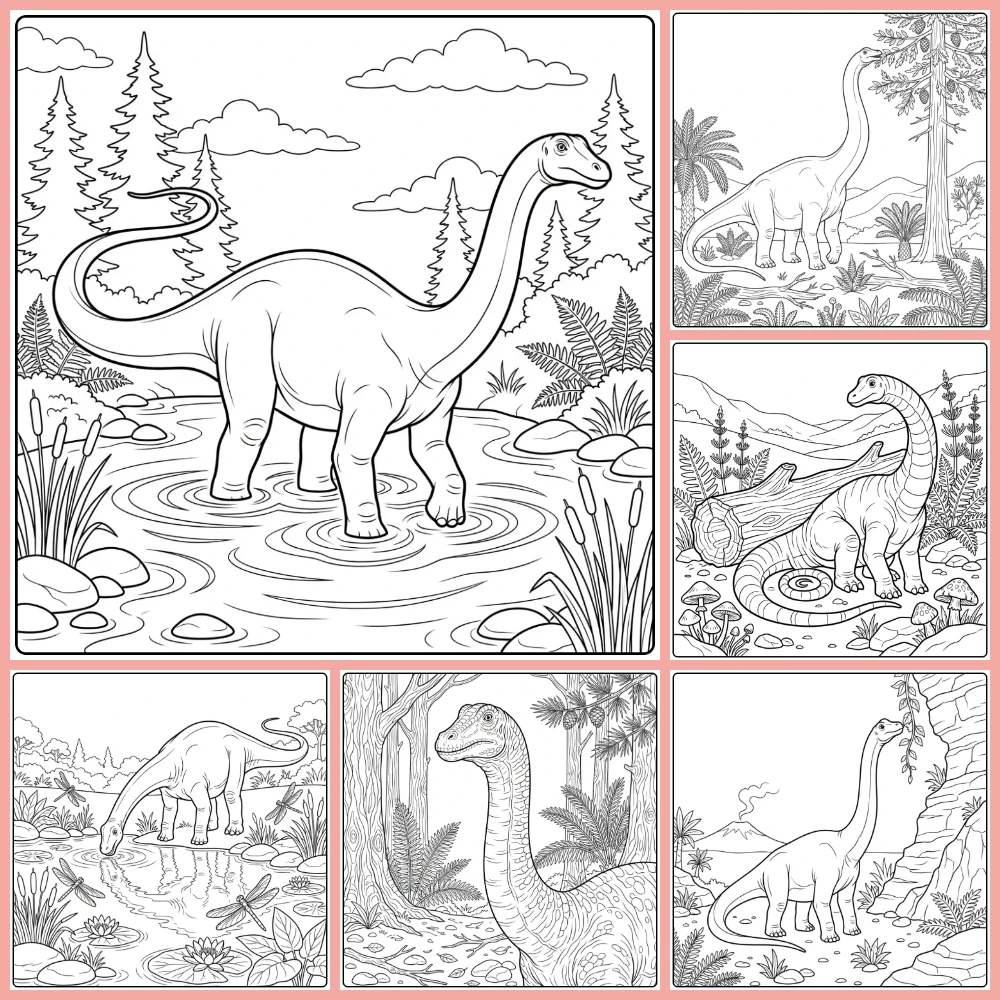 A collage of different coloring page designs.