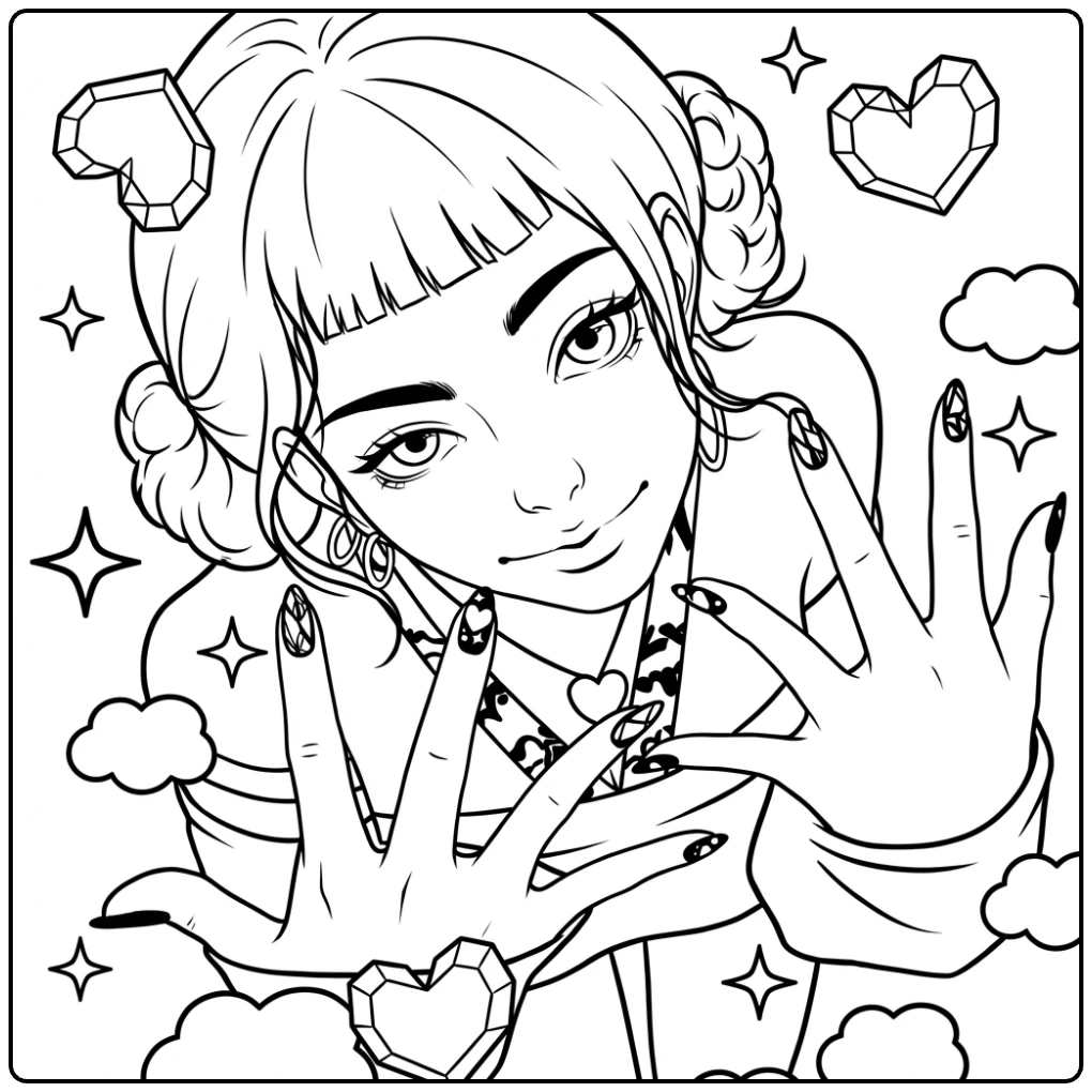 Kpop demon hunters kleurplaat Zoey in actie.