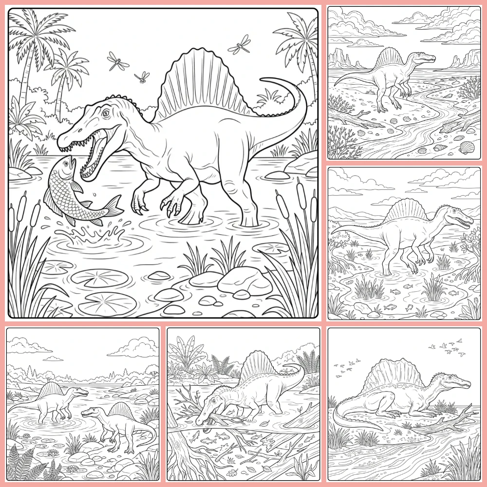 A collage of different coloring page designs.
