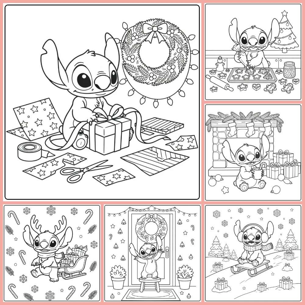 A collage of different coloring page designs.