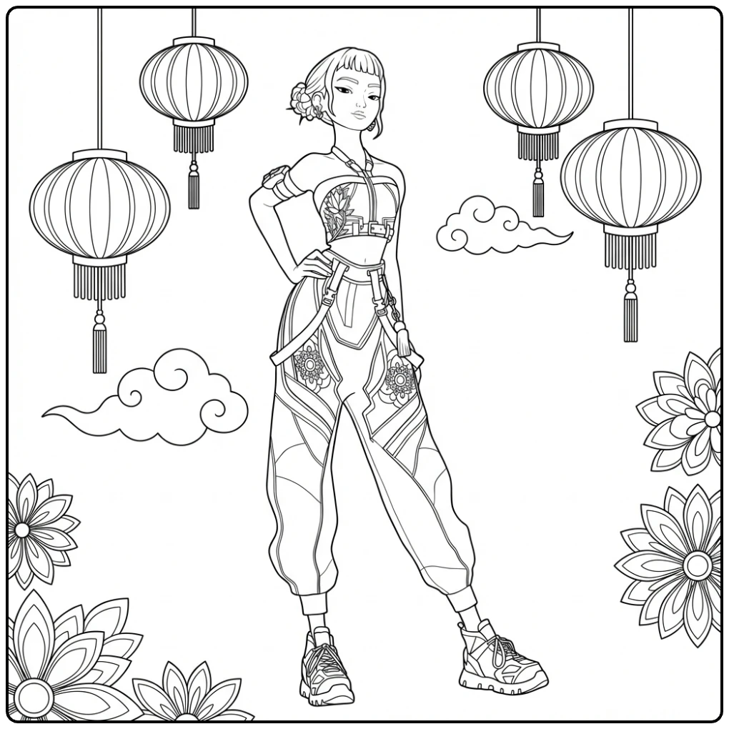 Zoey uit de K-Pop Demon Hunters kleurplaat.