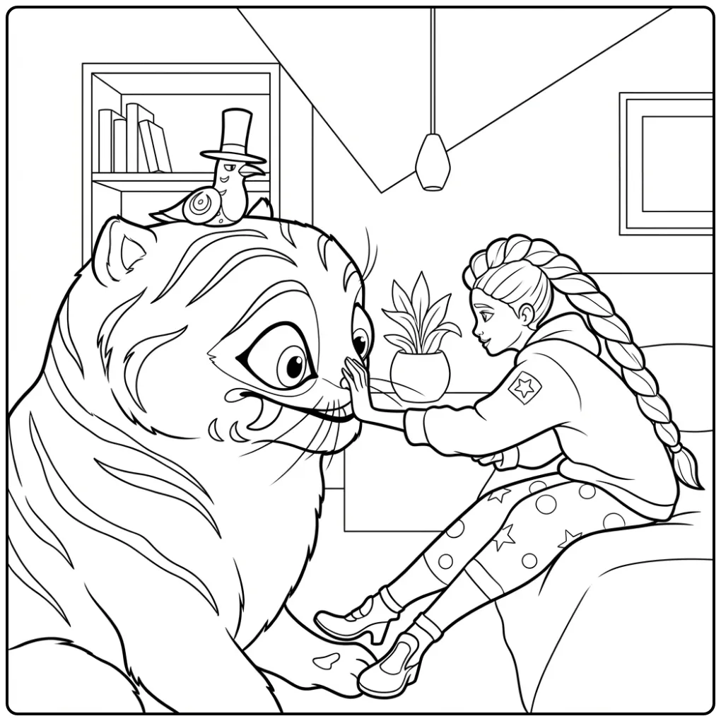 Meisje en grote tijger, kleurplaat kpop demon hunters derpy.