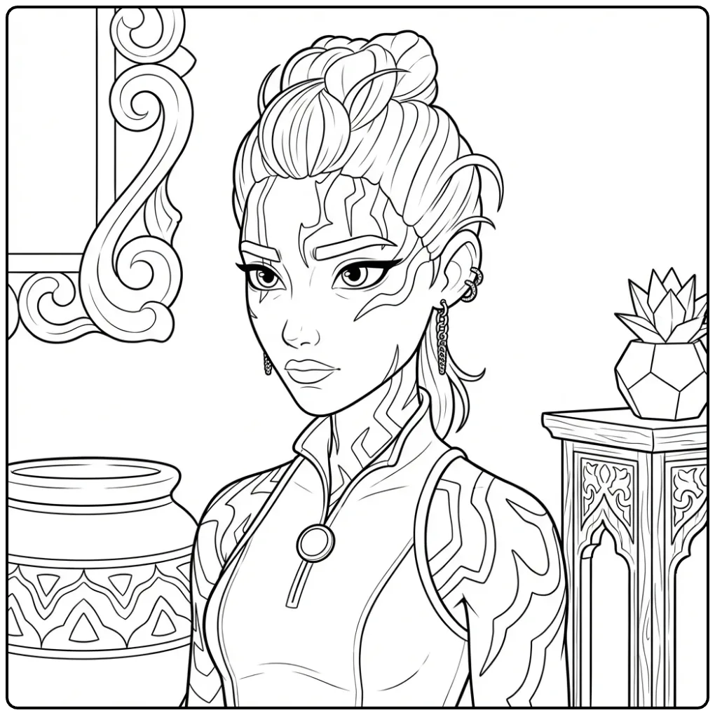 Kleurplaat kpop demon hunters rumi. Portret van Rumi.