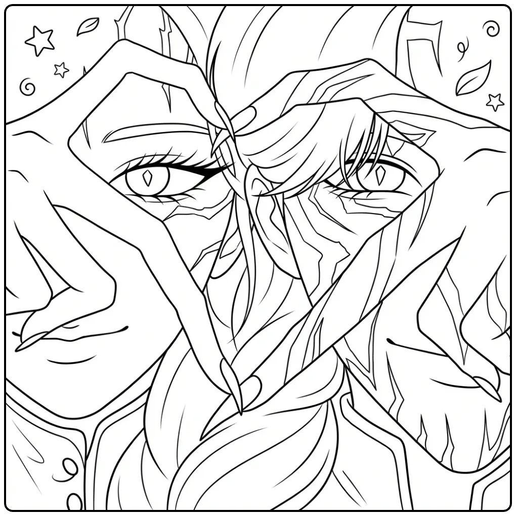 Kleurplaat kpop demon hunters rumi van karakter met hartjeshanden.