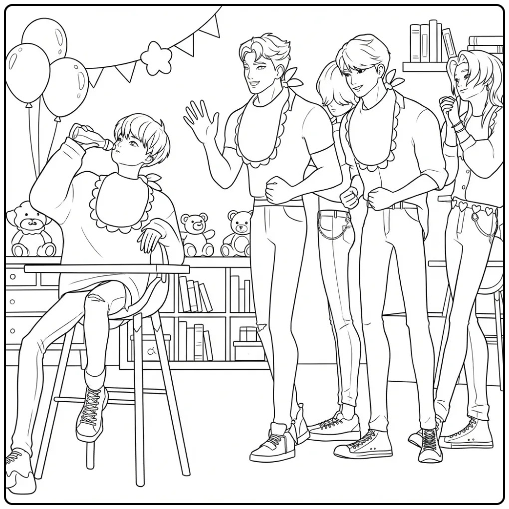 Kpop demon hunters kleurplaat saja boys in actie.