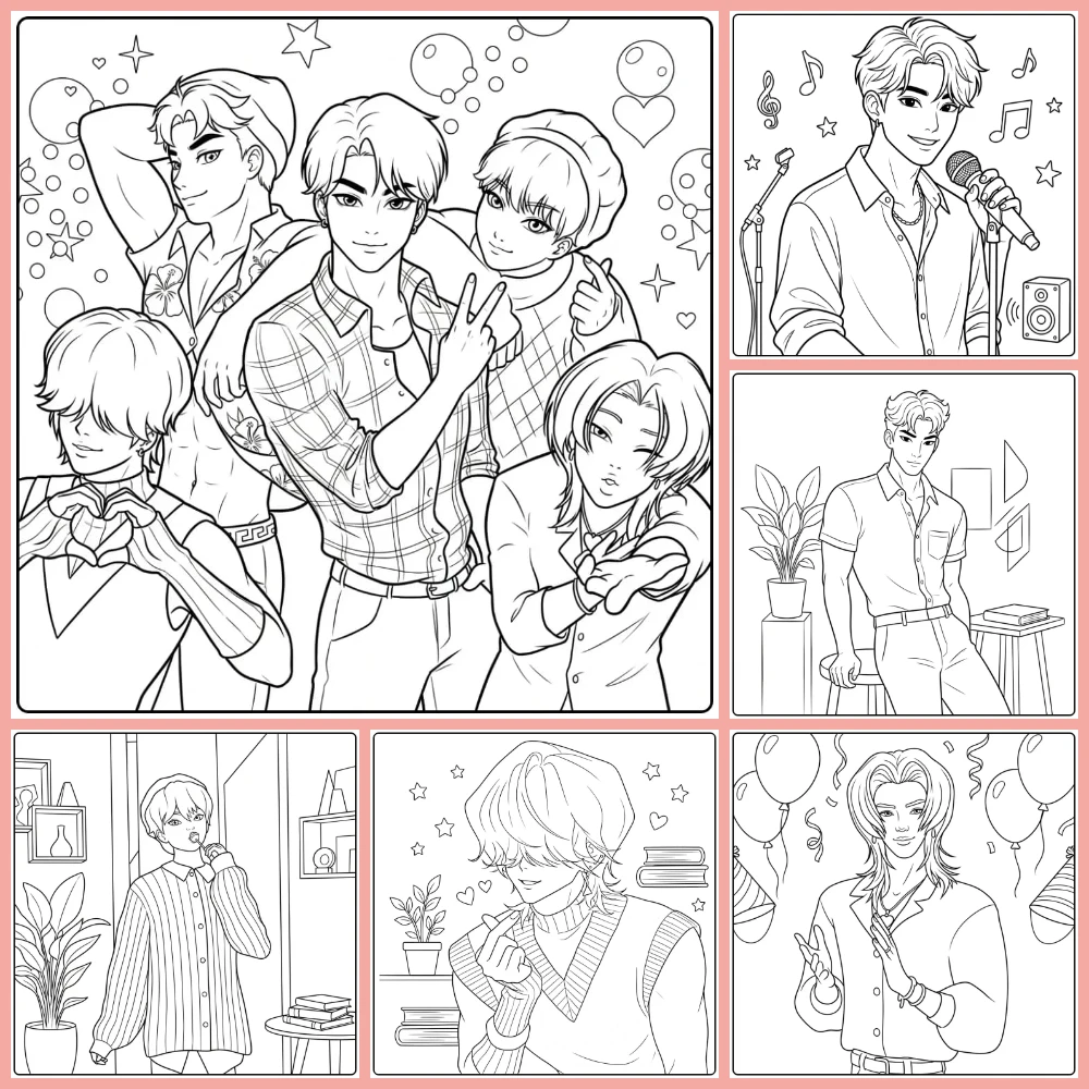 kpop demon hunters kleurplaat saja boys