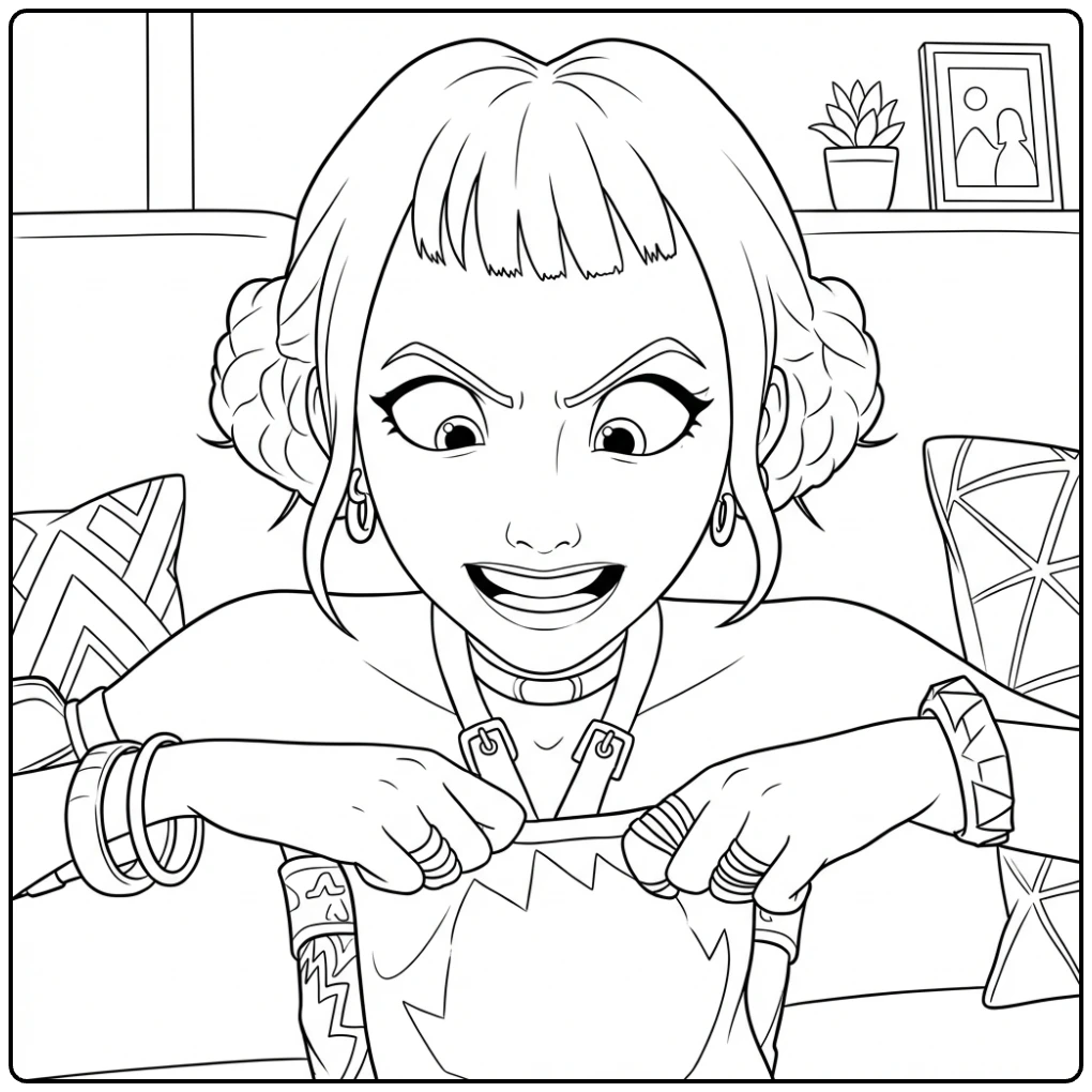 Een stoere kpop demon hunters kleurplaat zoey in actie.