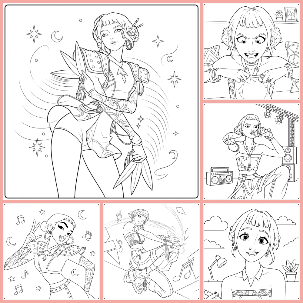 kpop demon hunters kleurplaat zoey