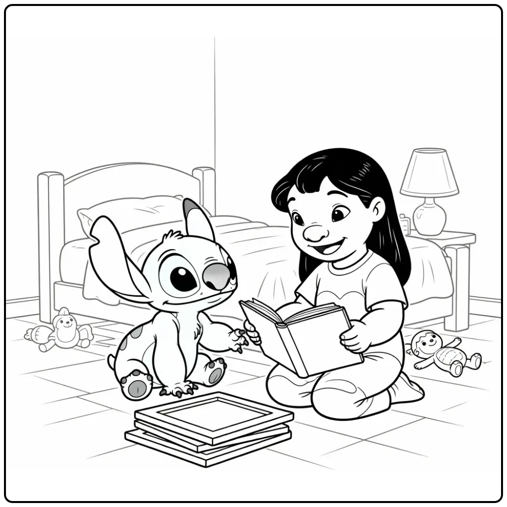 Leuke lilo en stitch kleurplaat met fotoalbum.