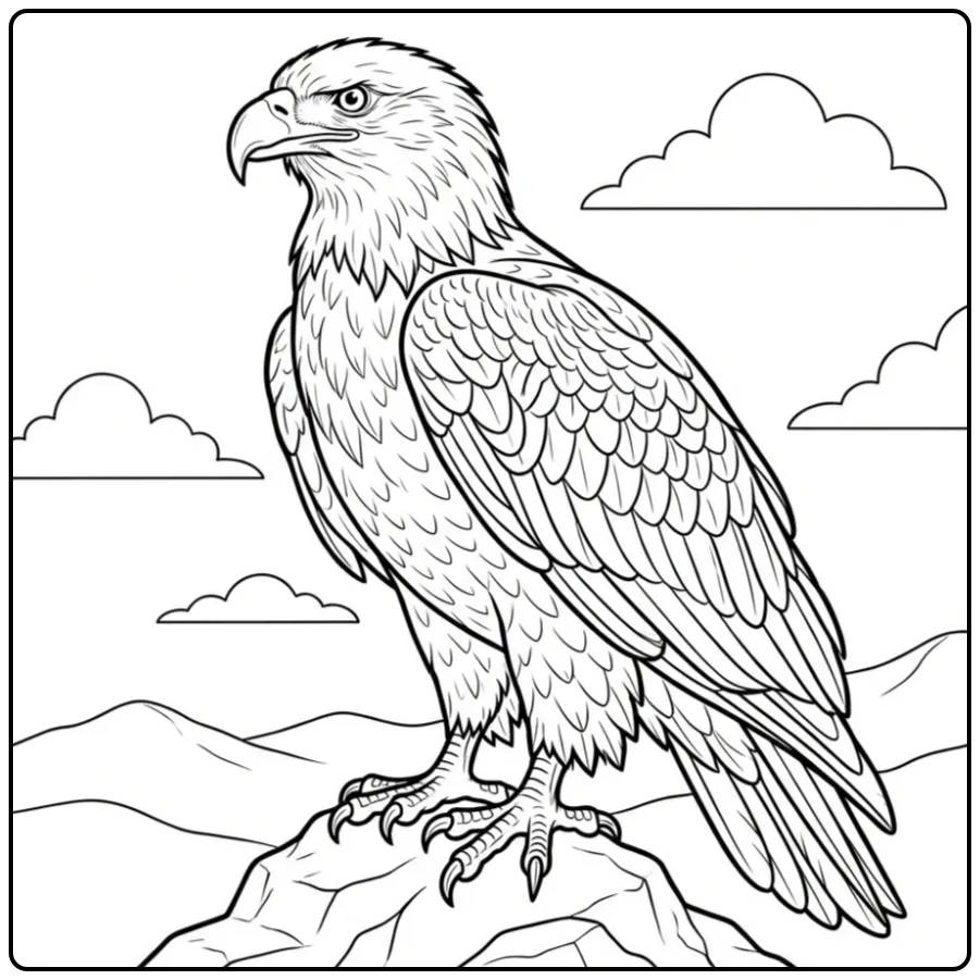 Portret van een arend als kleurplaat adelaar met veren