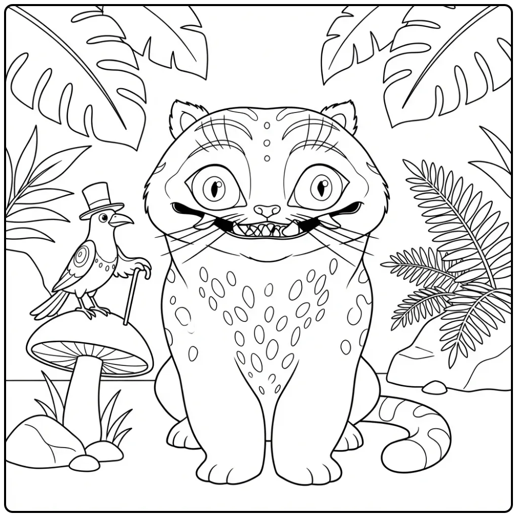 Kleurplaat kpop demon hunters derpy met gekke tijger en kraai.