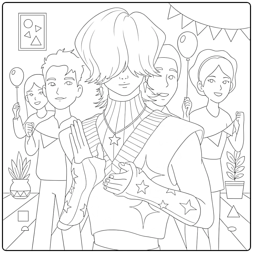 Kpop demon hunters kleurplaat Mystery van een feest met fans.