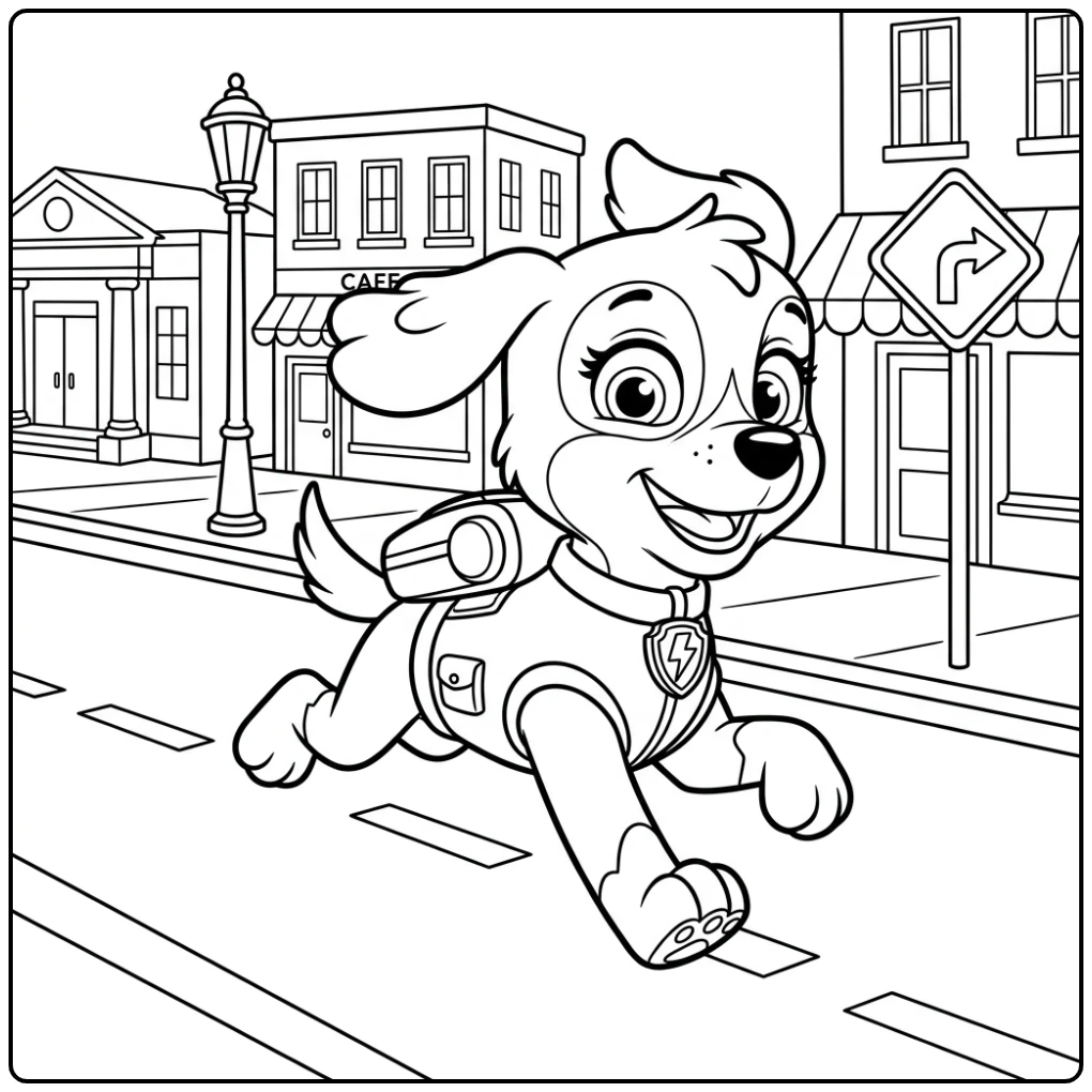 Liberty rent energiek door de stad, kleurplaat paw patrol liberty