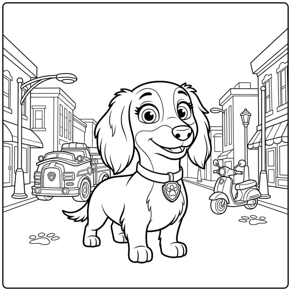 Spannende kleurplaat paw patrol liberty: Ryder redt puppy