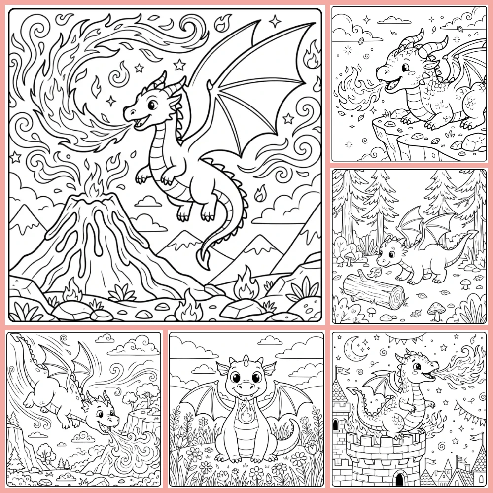 Gratis Kleurplaten Draak Met Vuur Om Te Printen PDF Voor Alle