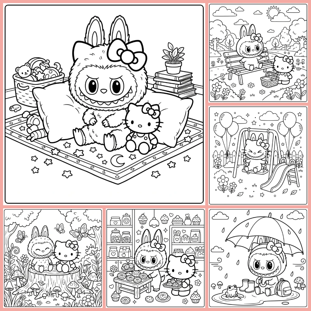 Gratis Labubu Hello Kitty Kleurplaten Om Te Printen PDF