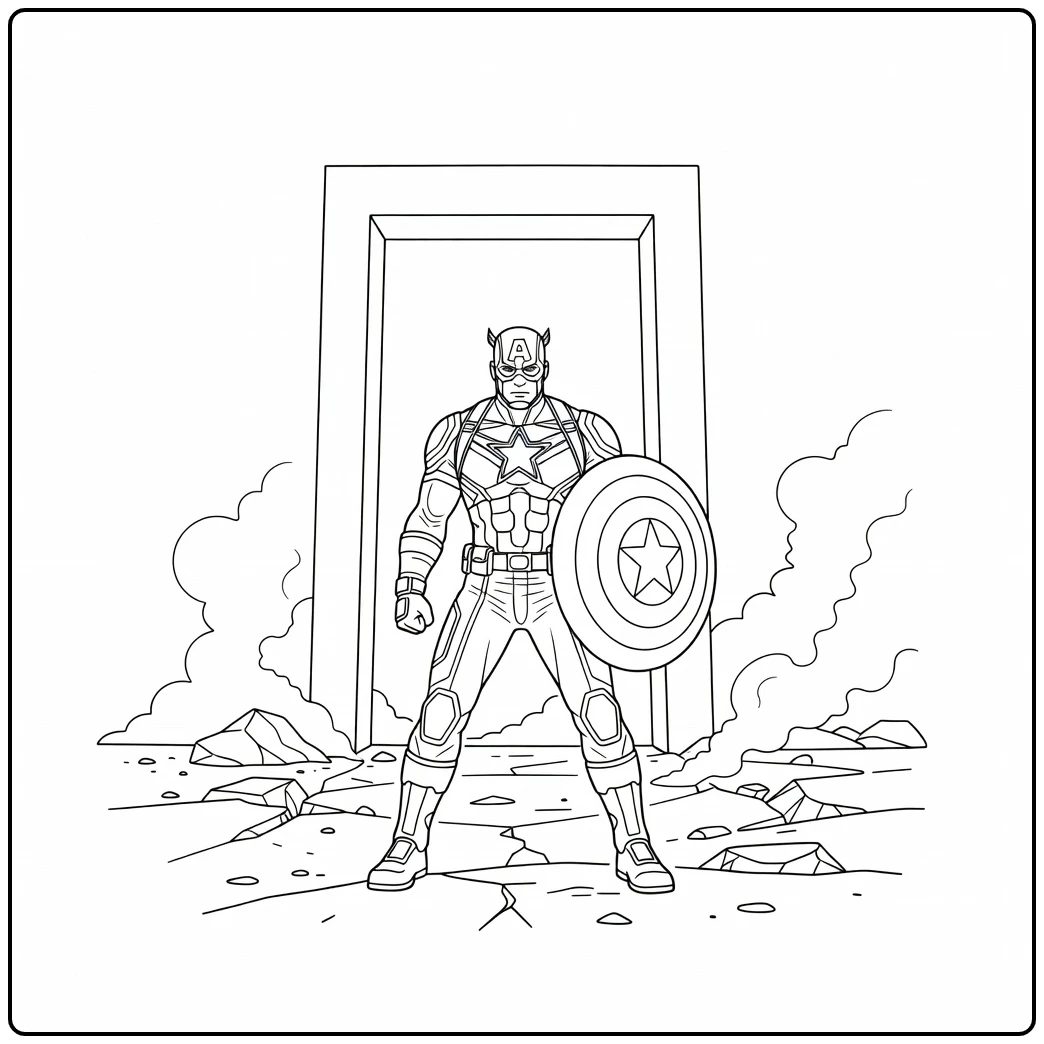 Stoere captain america kleurplaat met schild.