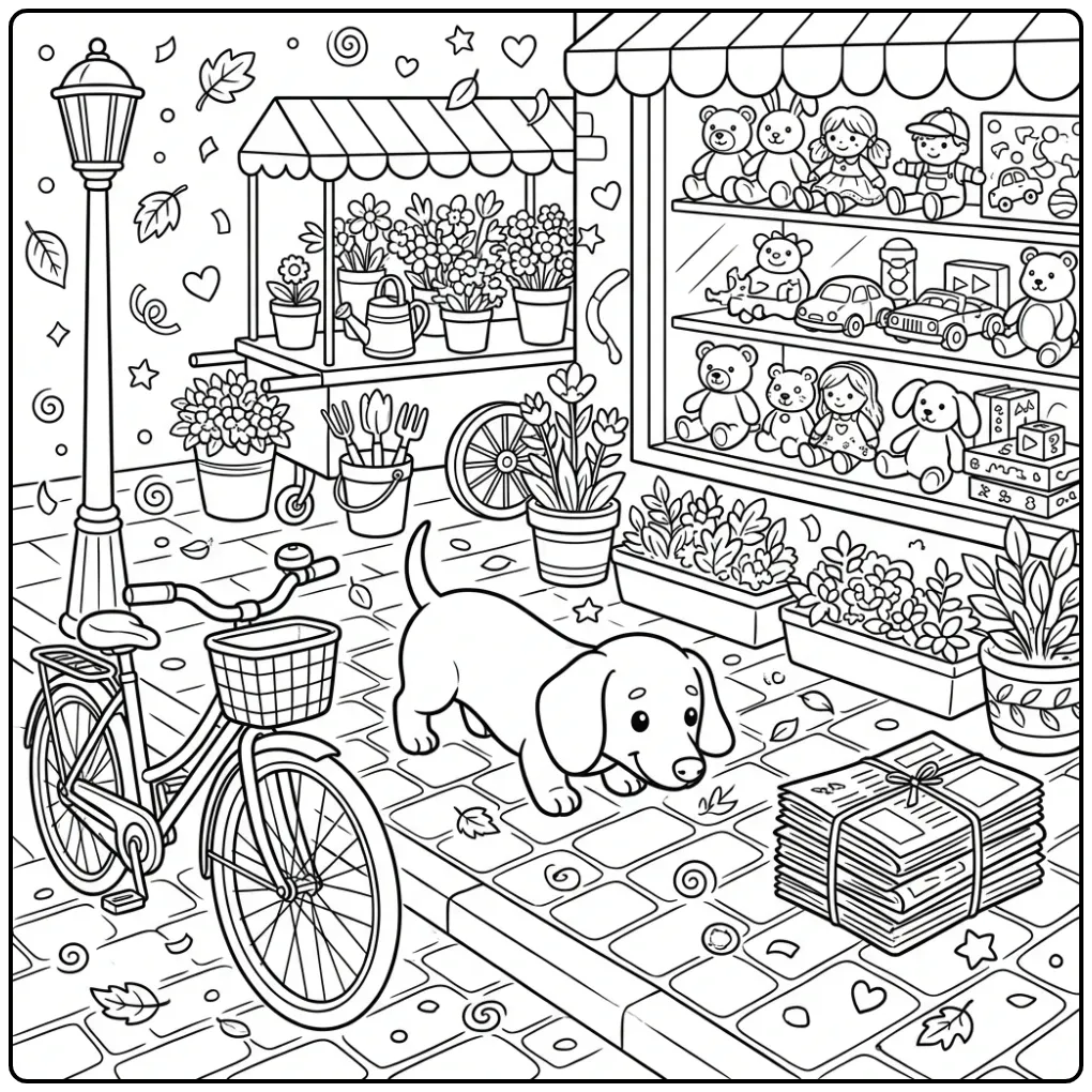 Gedetailleerde kleurplaat puppy moeilijk van een teckel.