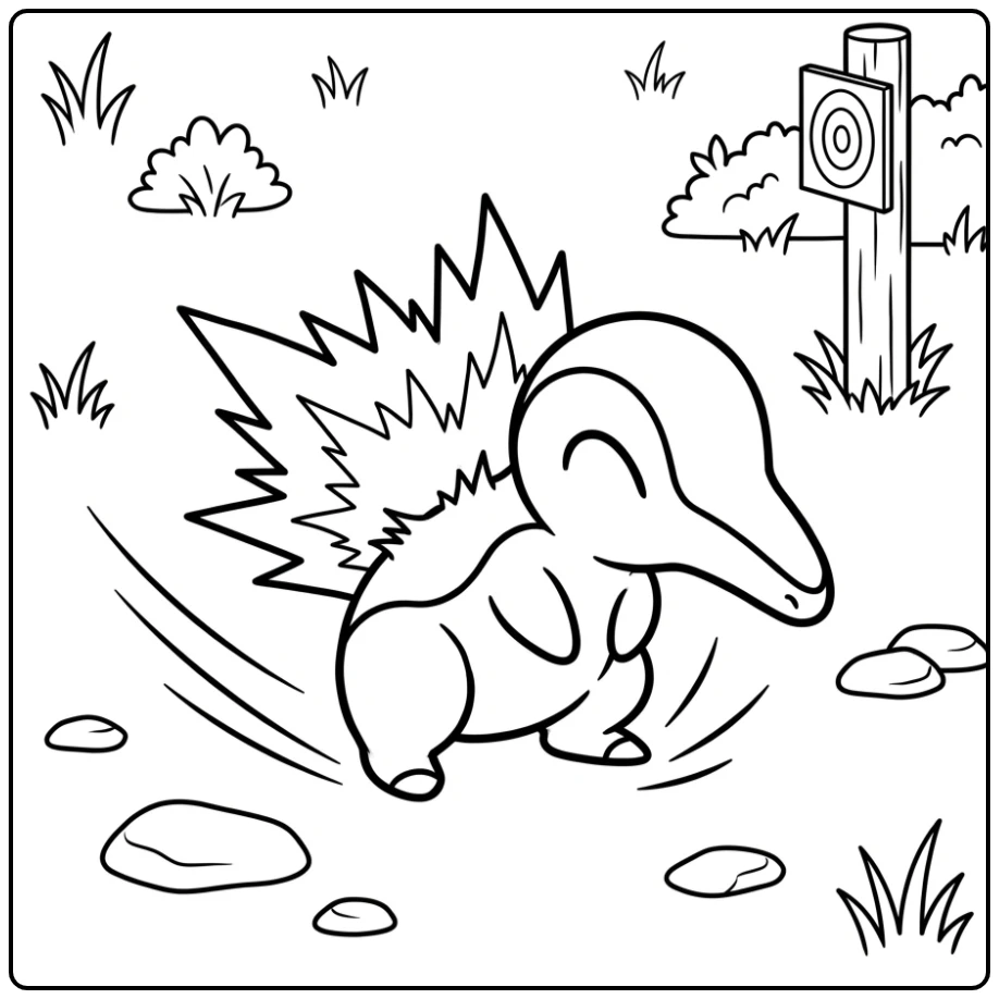 Pokemon Cyndaquil kleurplaat: Cyndaquil klaar om te rennen.