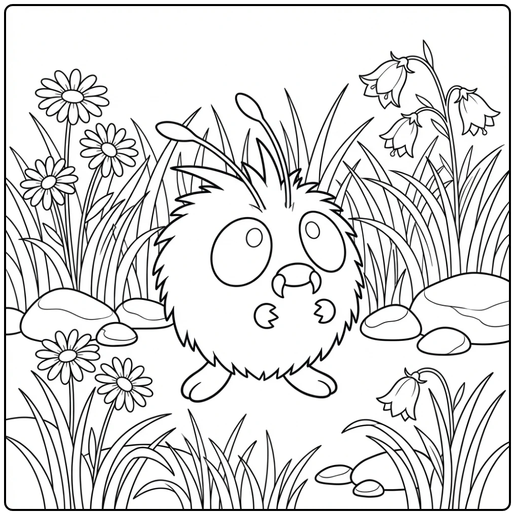 Een schattige Venonat kleurplaat in het hoge gras.