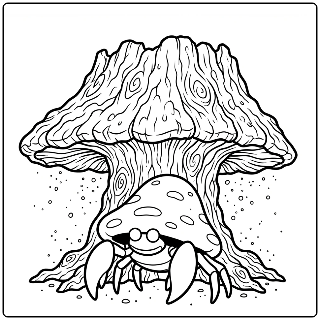 Leuke Parasect kleurplaat in een magisch paddenstoelenbos.
