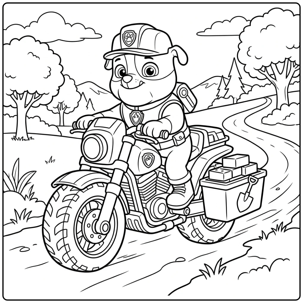 Rubble's bouwklaar avontuur: patrol moto pups paw patrol moto pups kleurplaat