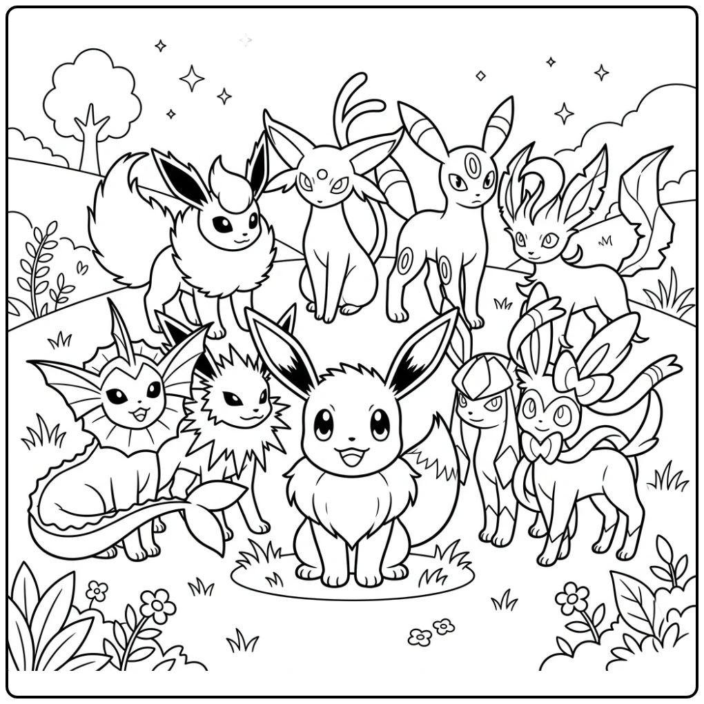 Ontdek de complete pokemon kleurplaat eevee evolutions familie
