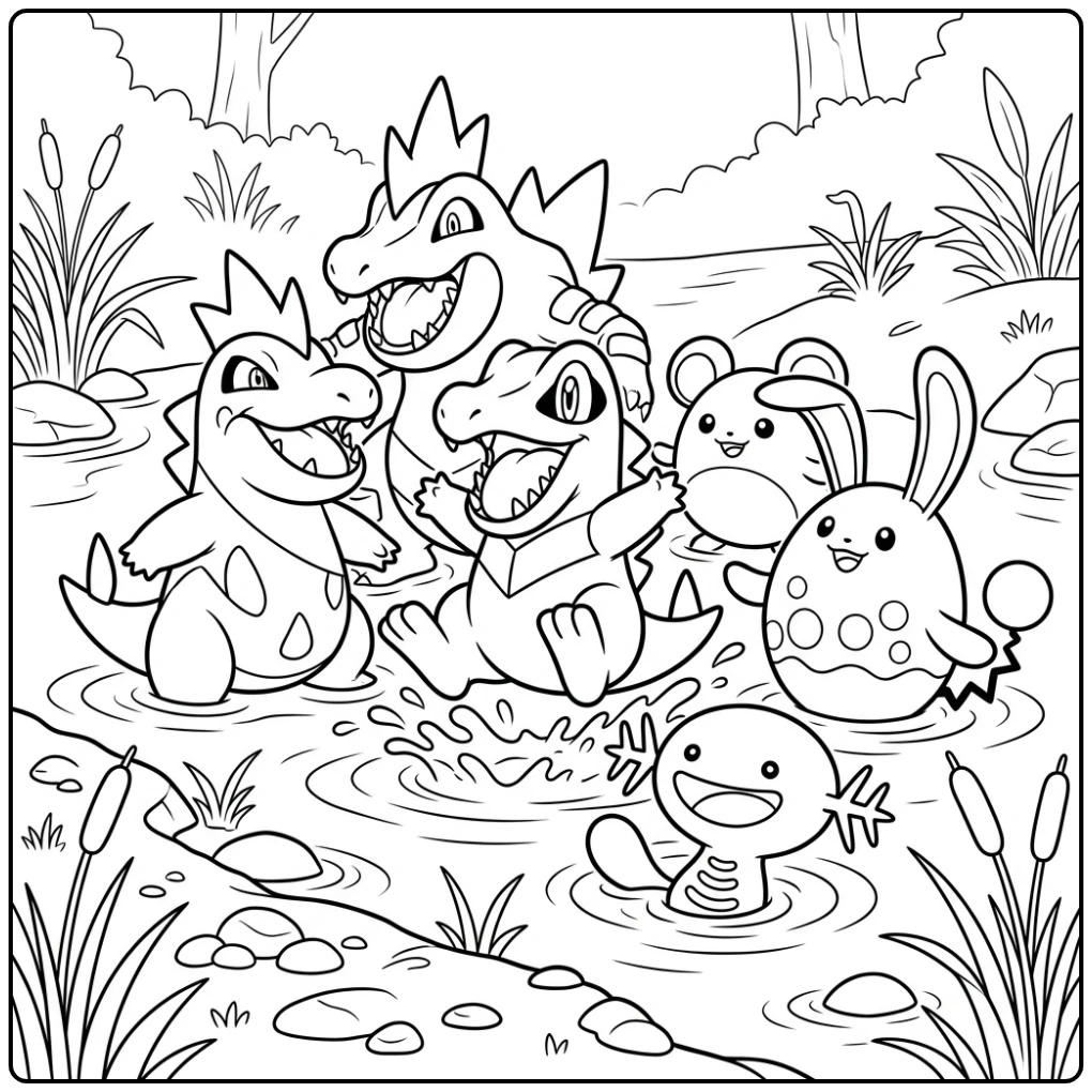 Totodile Pokemon kleurplaat van de tweede generatie