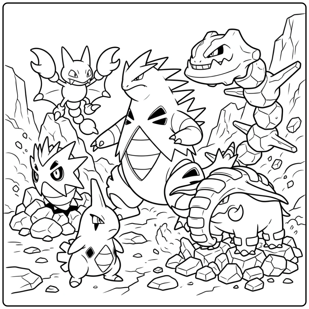 Pokemon kleurplaat van de tweede generatie met Tyranitar.