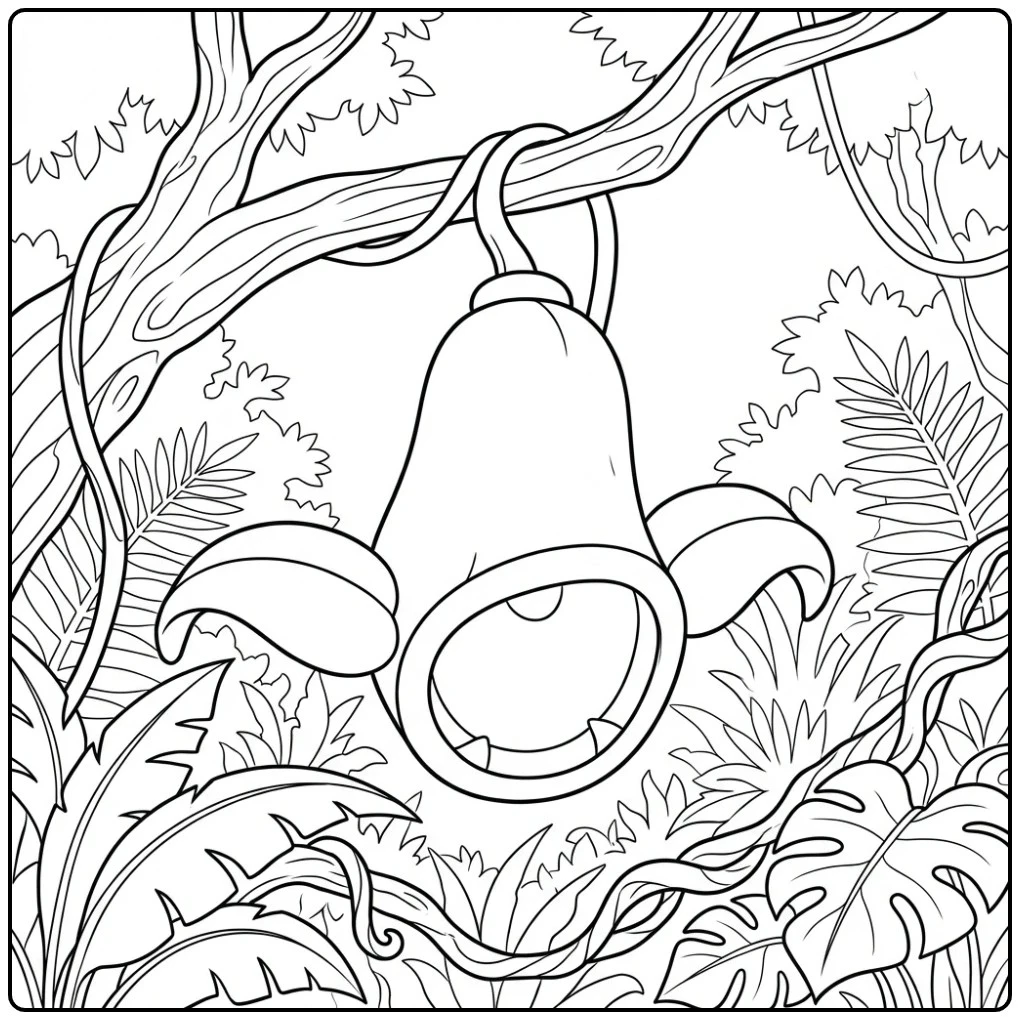 Mooie Pokemon Victreebel kleurplaat in een dichte jungle.