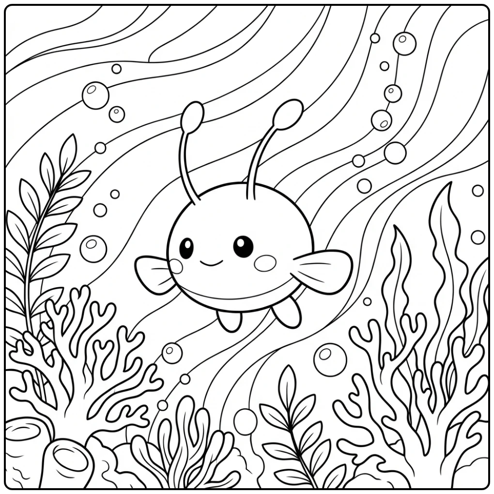 Leuke Pokemon Chinchou kleurplaat onder water.