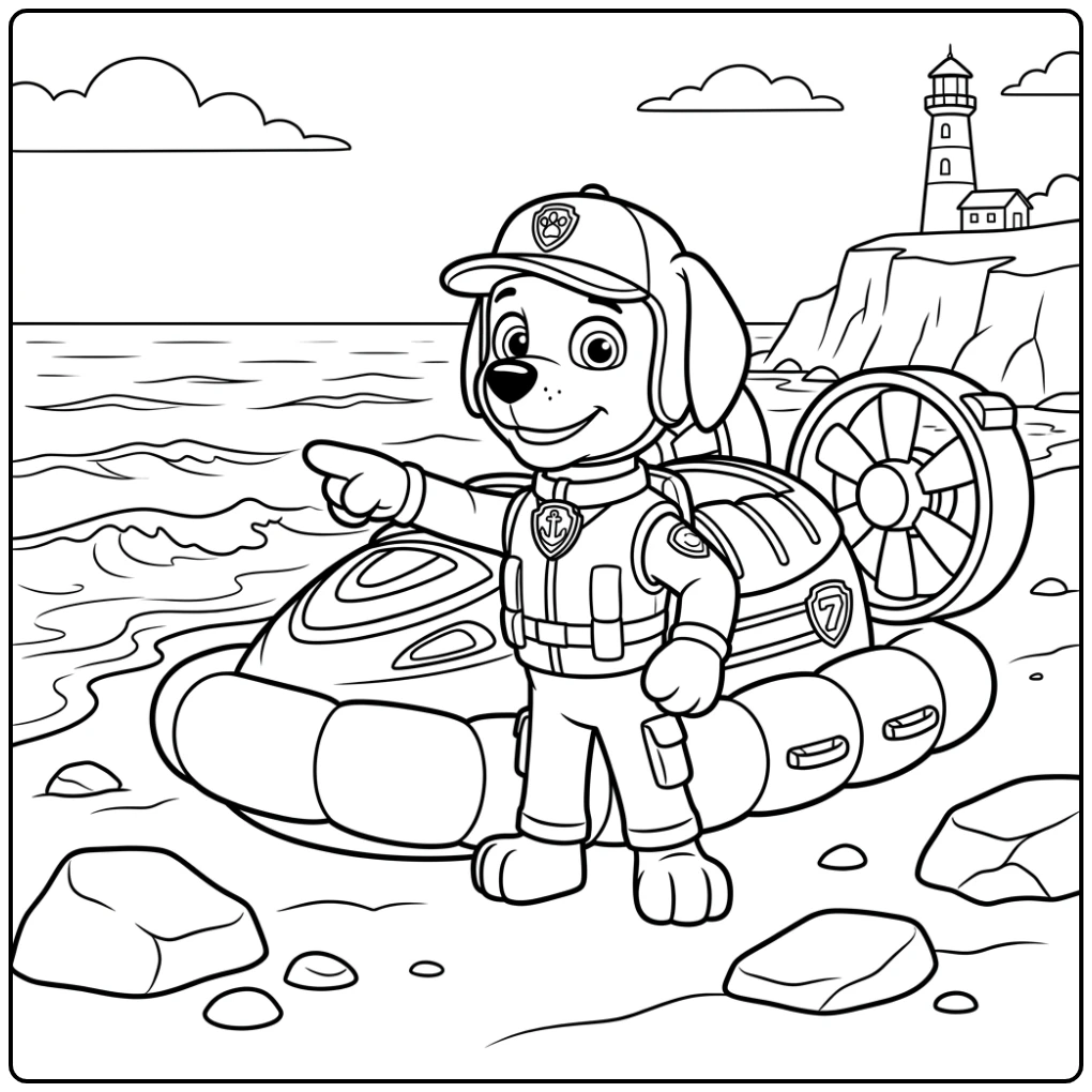 Zuma en Ryder tijdens reddingsmissie: zuma paw patrol kleurplaat.