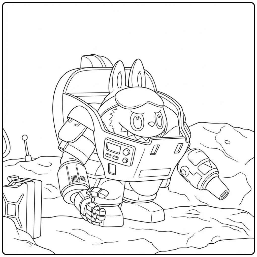 Flamigo kleurplaat van een konijn in een stoer robotpak.