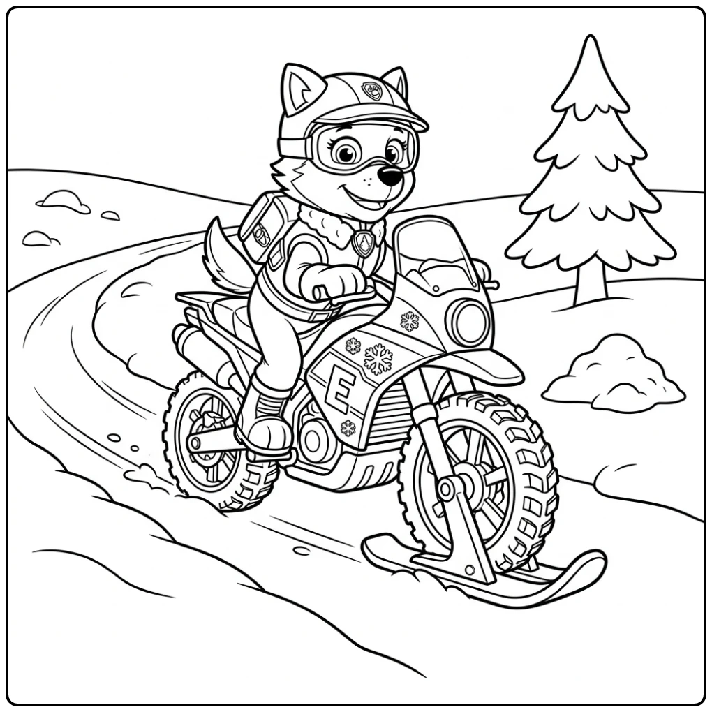 Everest's winterpatrouille: patrol moto pups paw patrol moto pups kleurplaat
