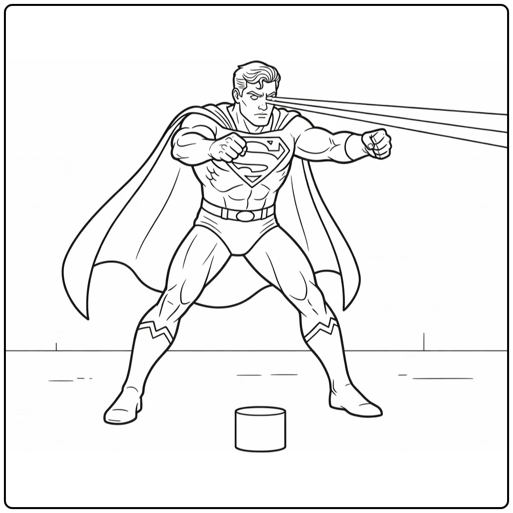 Superman kleurplaat: hittevisie op doelwit met focus