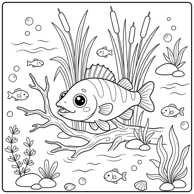 Download deze leuke kleurplaat snoekbaars om te printen.