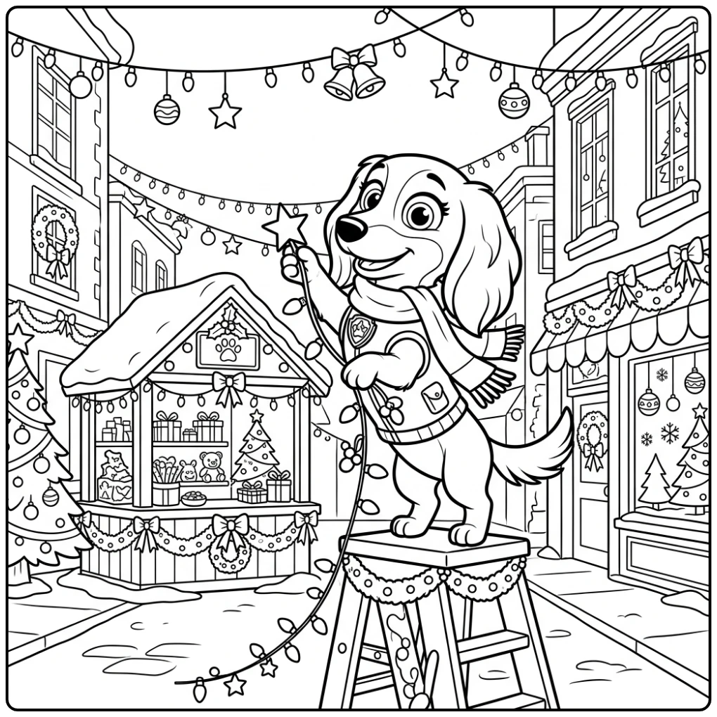 Liberty versiert kerststraat: paw patrol kerst kleurplaat feestvreugde