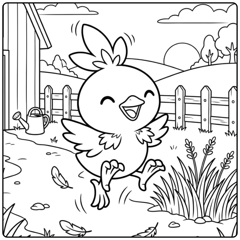Leuke Pokemon Torchic kleurplaat op een vrolijke boerderij.