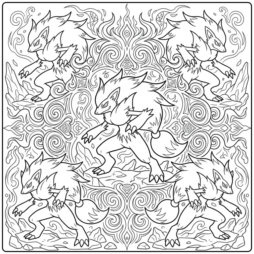 Moeilijke kleurplaat pokemon moeilijk: Zoroark's illusies & schaduwen.