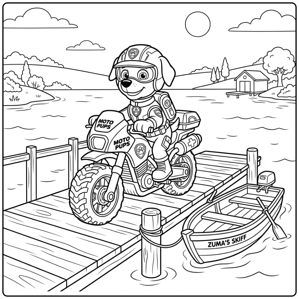 Zuma's waterpatrouille: patrol moto pups paw patrol moto pups kleurplaat