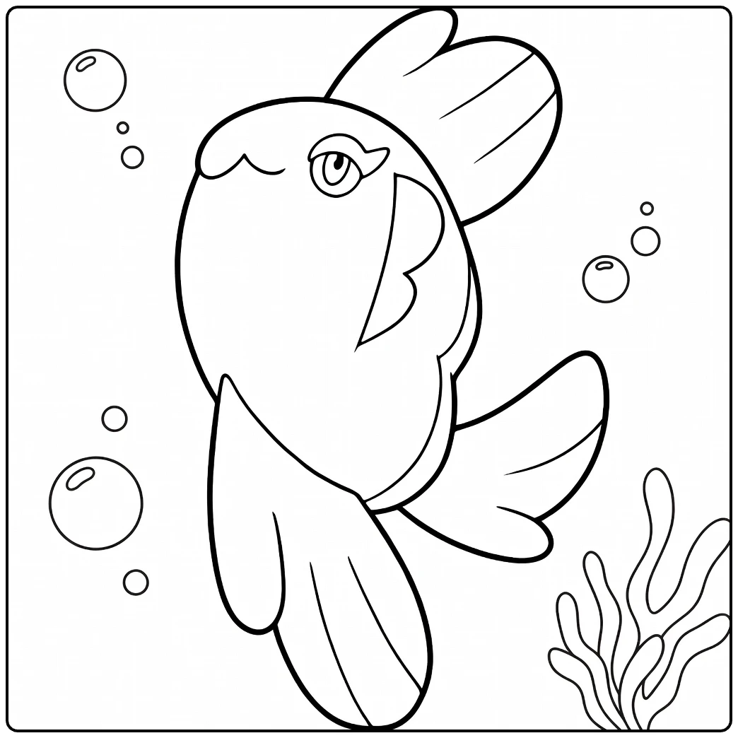 Alomomola Water Pokemon Kleurplaat met bubbels