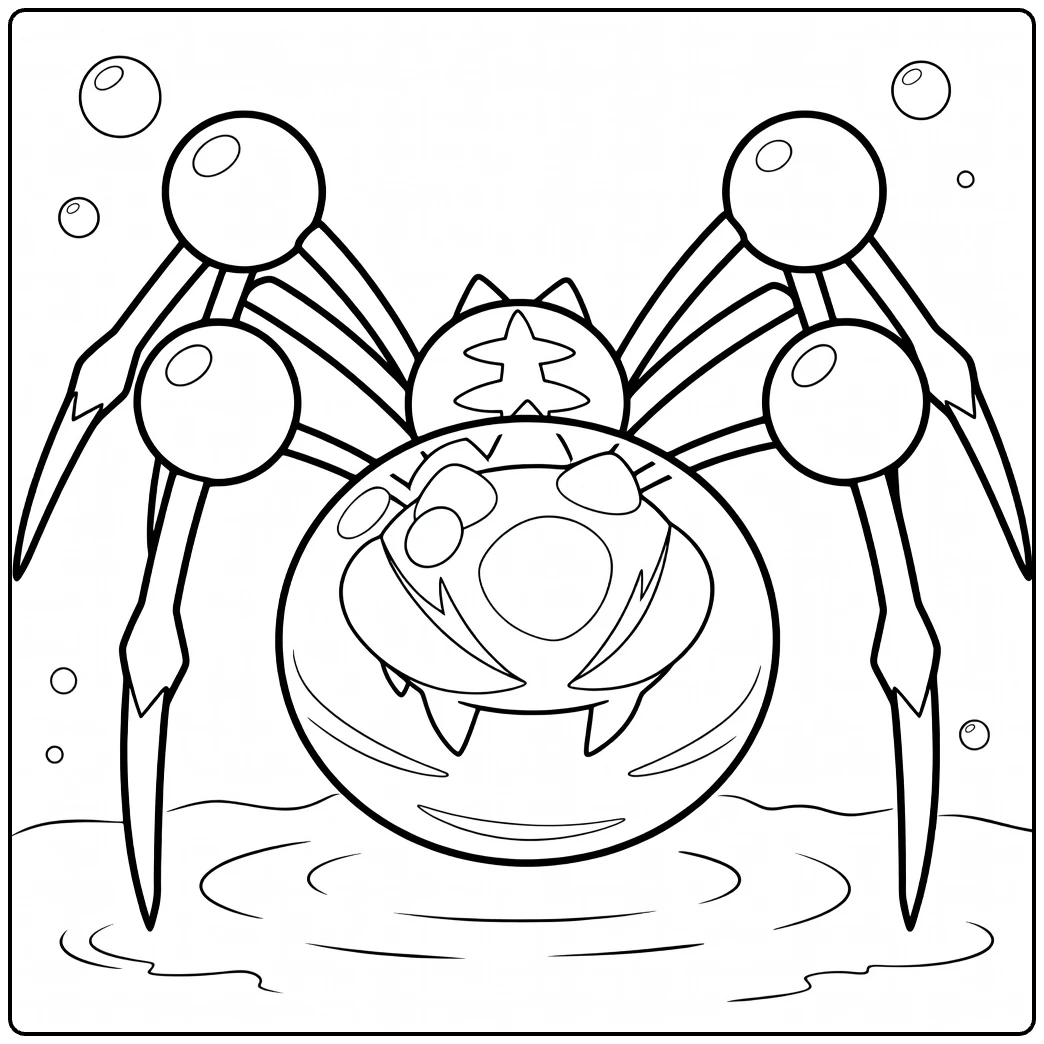 Araquanid Water Pokemon Kleurplaat met waterbel en bubbels