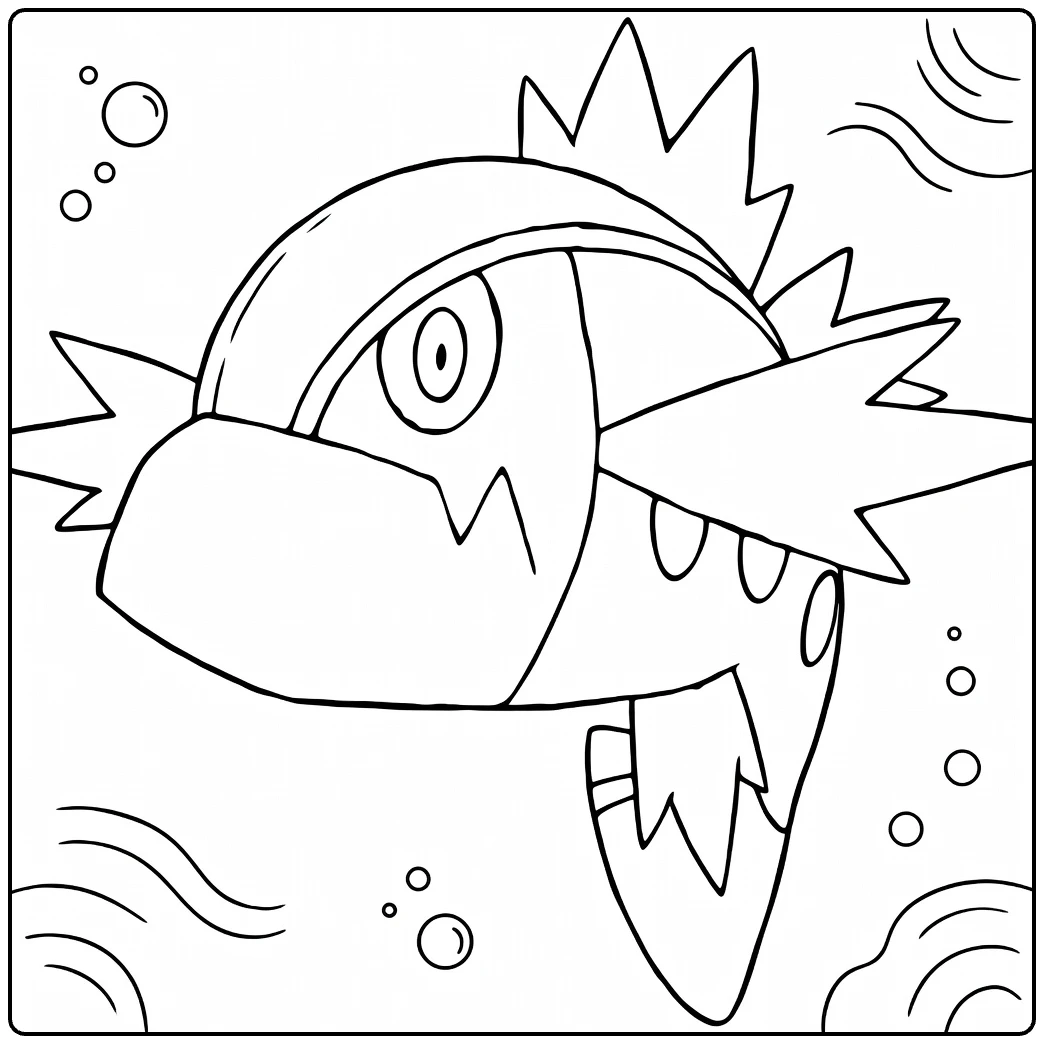 Stoere Basculin Red-Striped Form Water Pokemon Kleurplaat