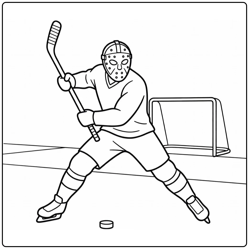 Casey Jones kleurplaat: straathockey actie met stok