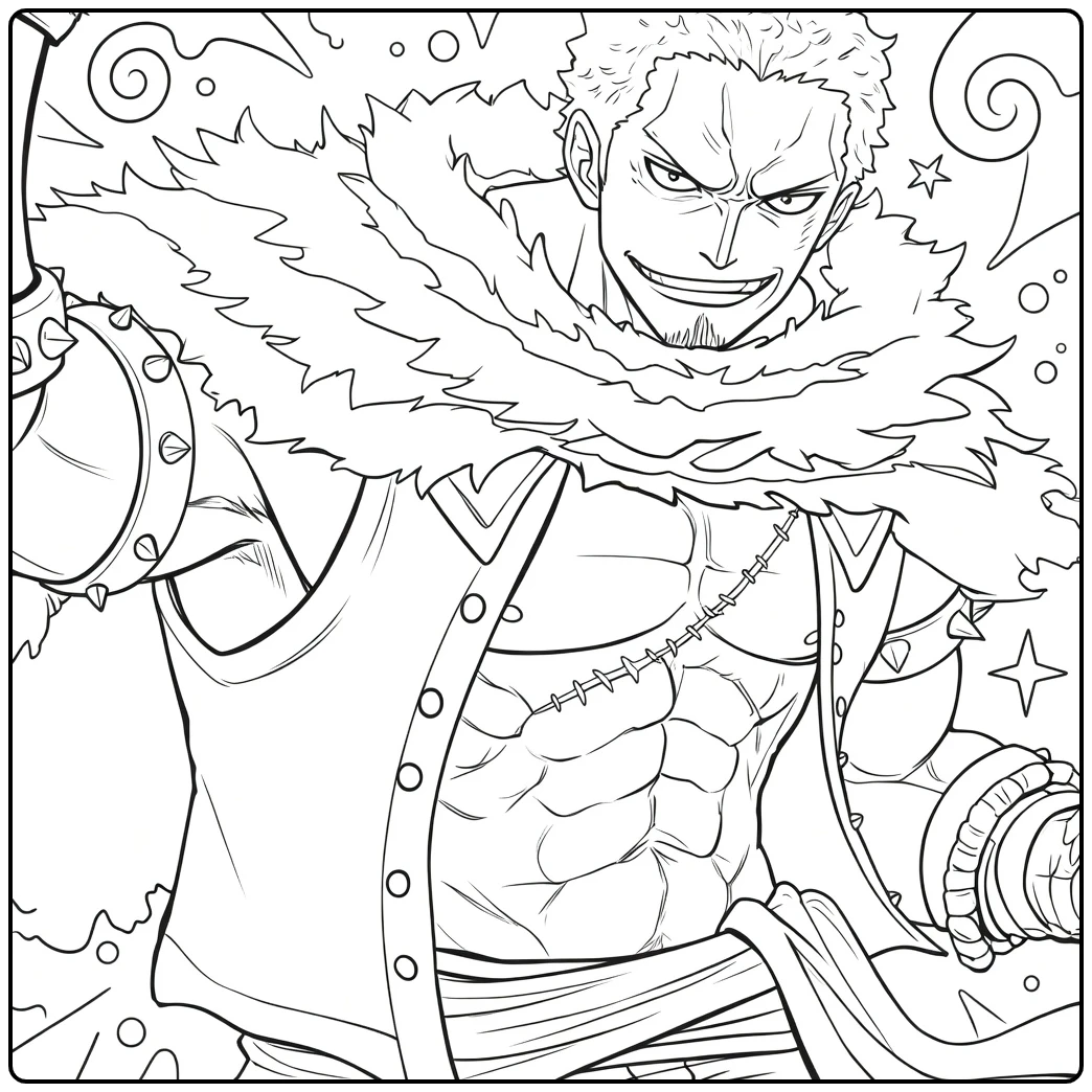 Charlotte Katakuri kleurplaat - gespierde One Piece pose