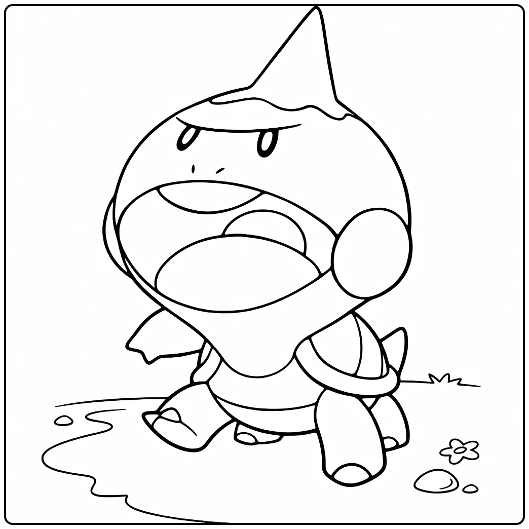 Chewtle Water Pokemon Kleurplaat boze turtle waterspetters